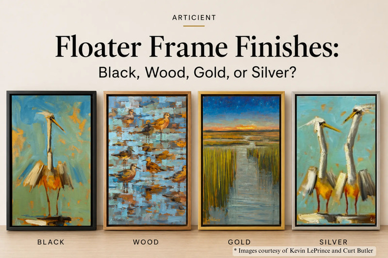 Floater Frame Finishes: Black, Wood, Gold, or Silver?