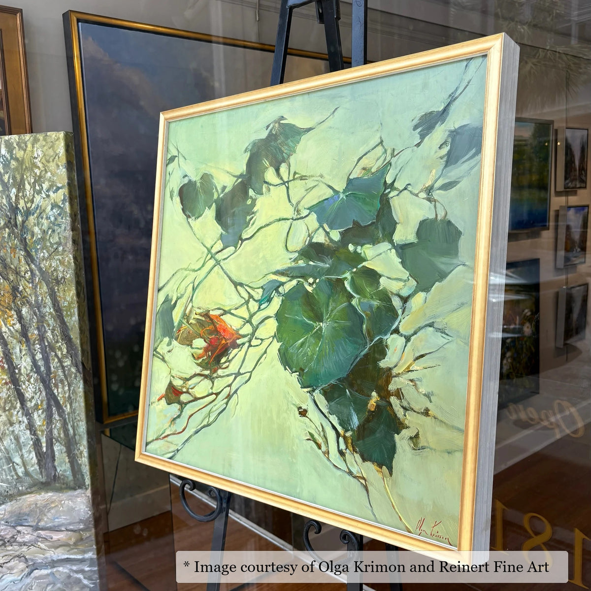 Gadsden Gold & White frame on a Impressionist painting by Olga Krimon, 24x24, at Reinert Fine Art