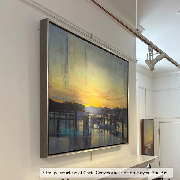 Rhett Silver & Gray frame on a Impressionist painting by Chris Groves, 36x48, at Horton Hayes Fine Art