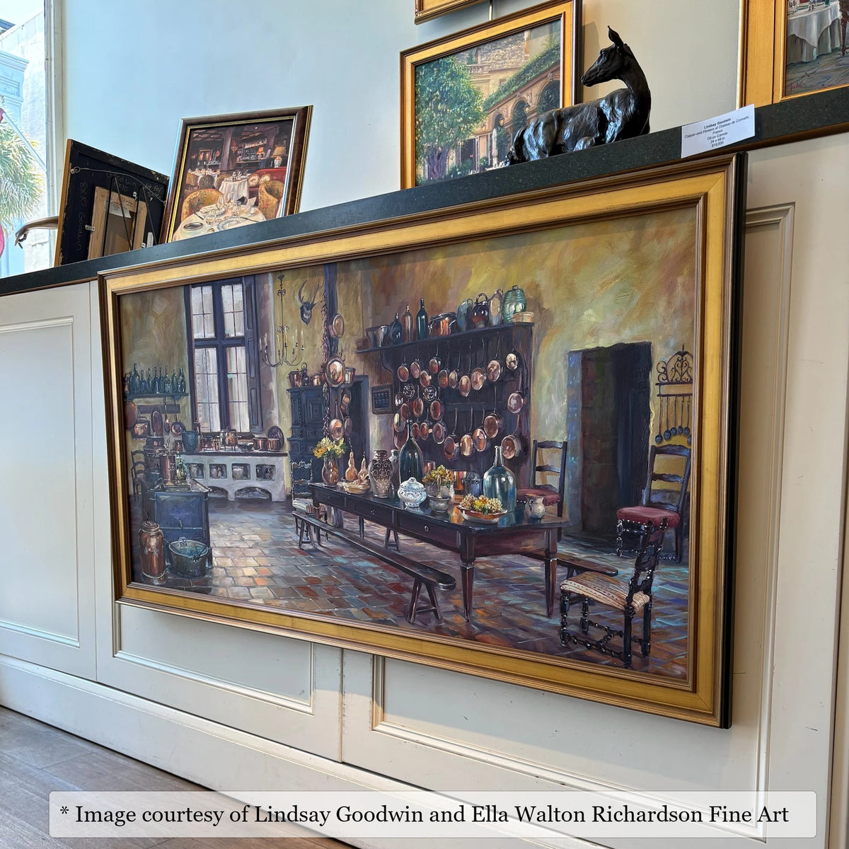 Elliott Gold frame on a Contemporary painting by Lindsay Goodwin, 30x60, at Ella Walton Richardson Fine Art