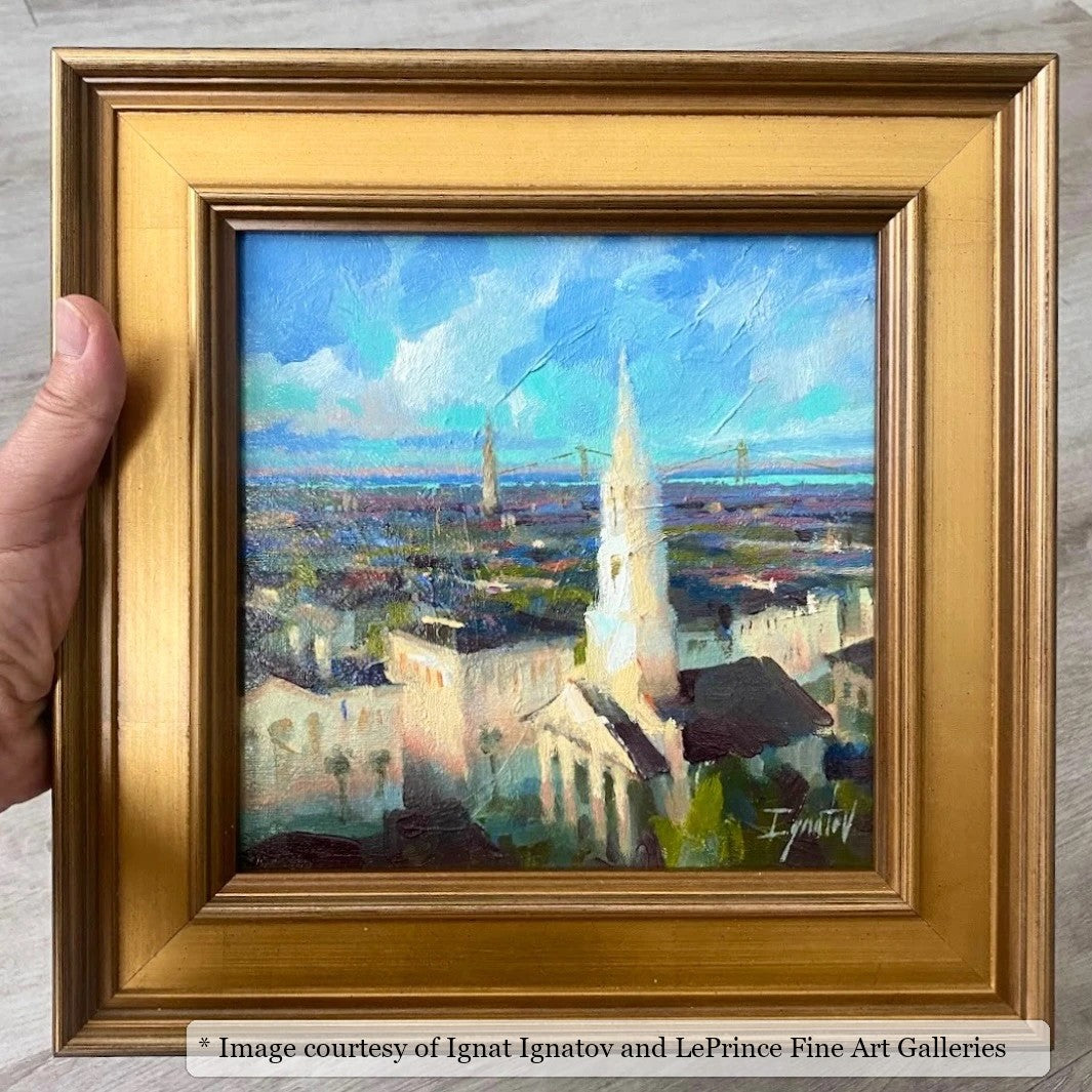 Elliott Gold frame on a Impressionist painting by Ignat Ignatov, 8x8, at LePrince Fine Art Galleries