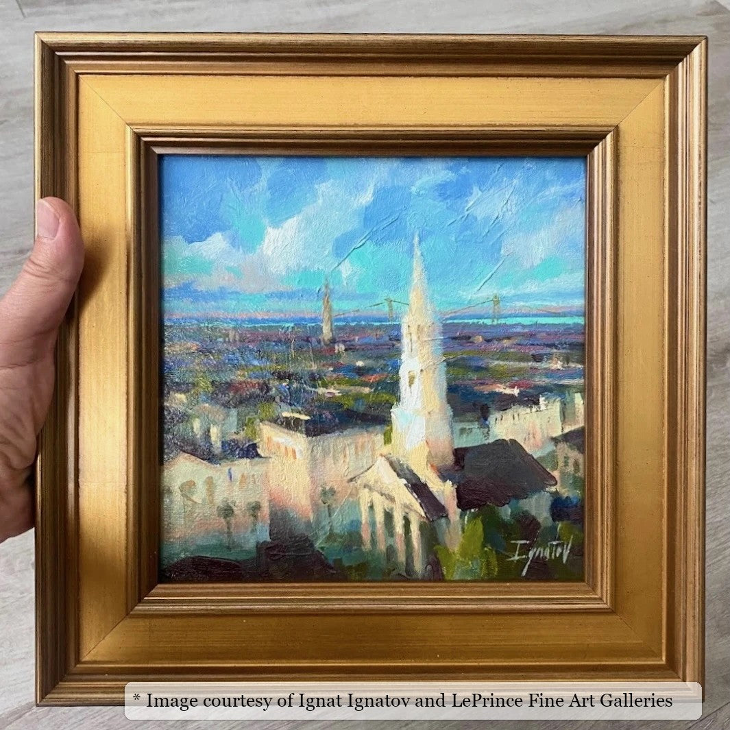 Elliott Gold frame on a Impressionist painting by Ignat Ignatov, 8x8, at LePrince Fine Art Galleries