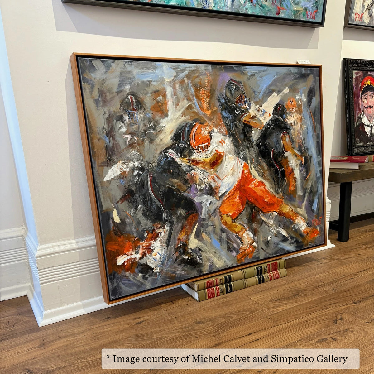Kiawah Cherry frame on a Impressionist painting by Michel Calvet, 48x36, at Simpatico Gallery