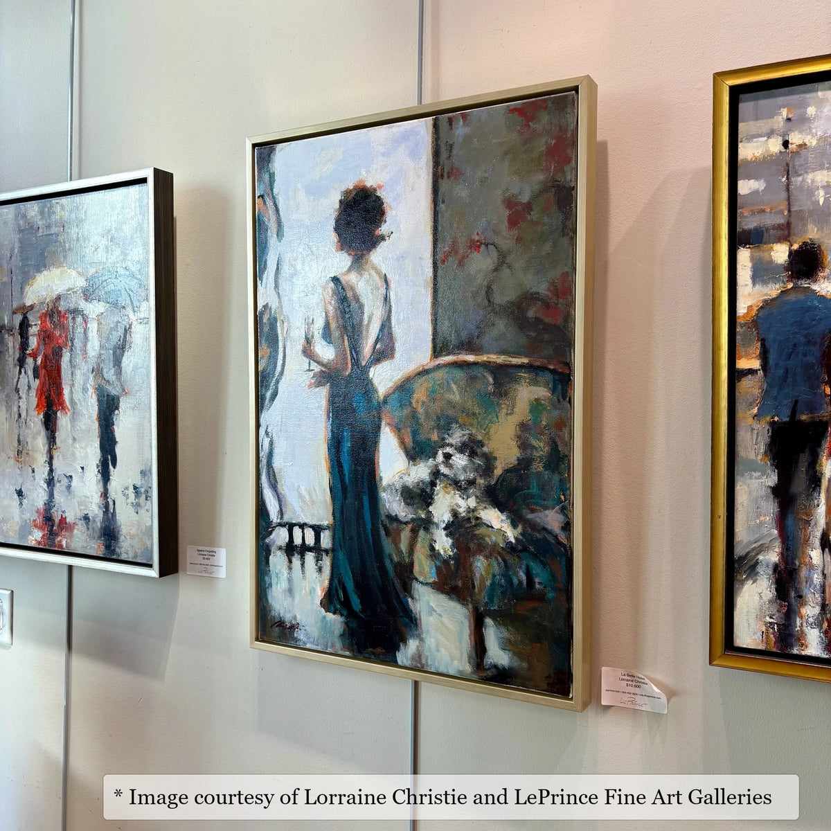 Pinckney Champagne frame on a Impressionist painting by Lorraine Christie, 36x48, at LePrince Fine Art Galleries