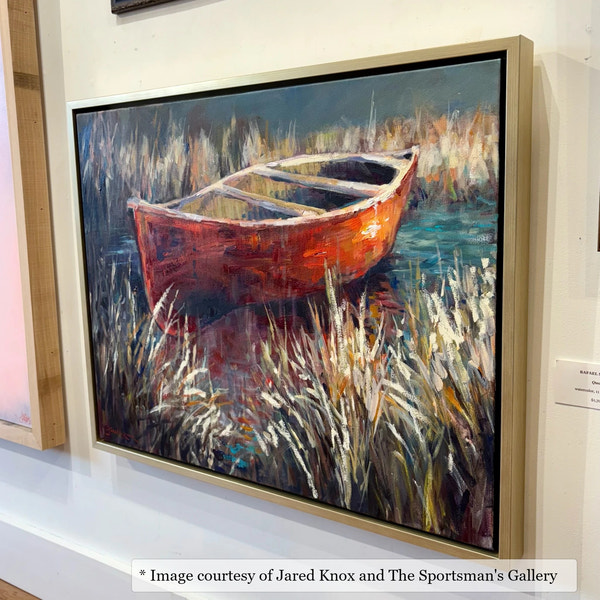Pinckney Champagne frame on a Impressionist painting by Jared Knox, 30x40, at The Sportsman's Gallery