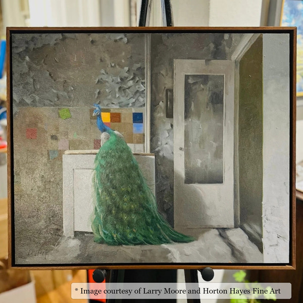 Kiawah Walnut frame on a Surrealist painting by Larry Moore, 30x40, at Horton Hayes Fine Art