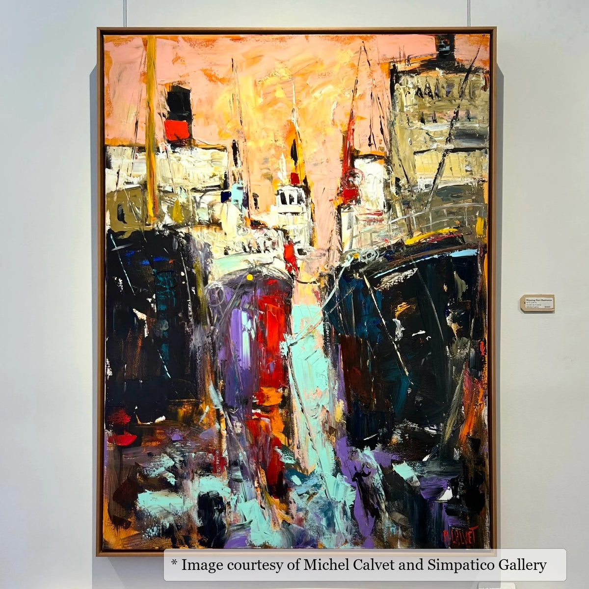 Kiawah Cherry frame on a Impressionist painting by Michel Calvet, 36x48, at Simpatico Gallery