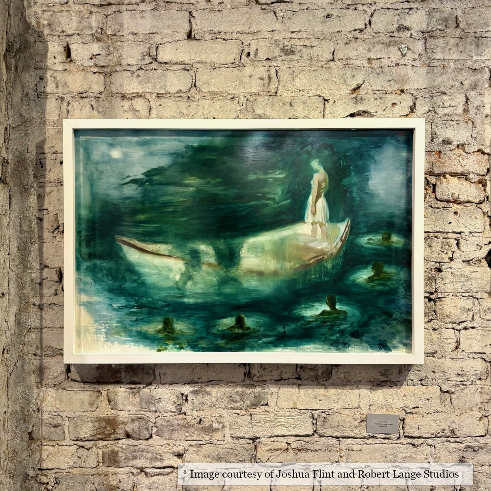 Hampton White frame on a Impressionist painting by Joshua Flint, 20x36, at Robert Lange Studios