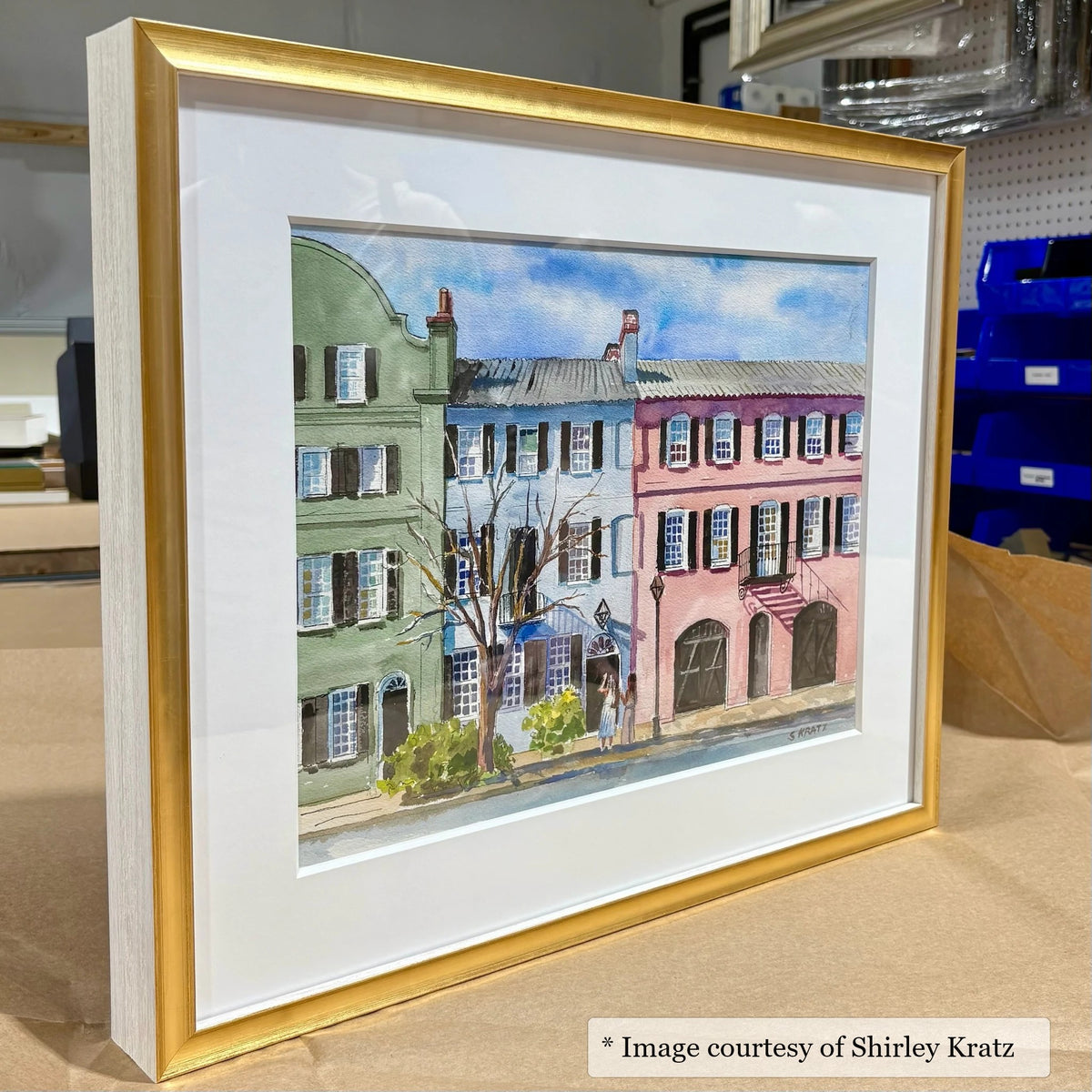 Gadsden Gold & White frame on a Impressionist painting by Shirley Kratz, 9x12