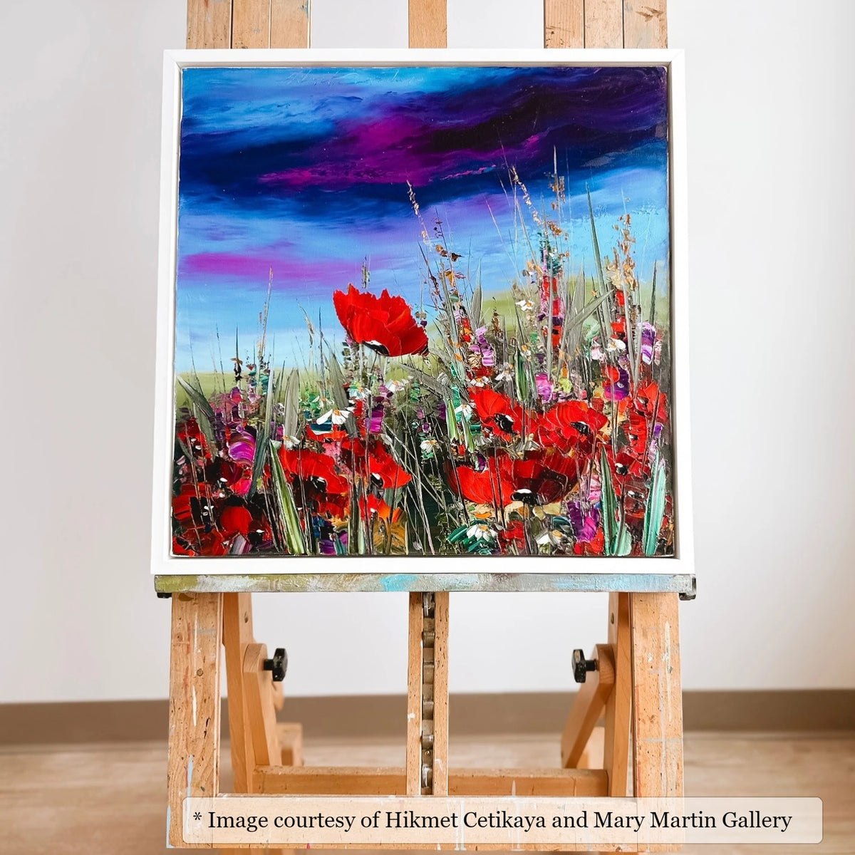 Pinckney White frame on a Impressionist painting by Hikmet Cetikaya, 36x36, at Mary Martin Gallery