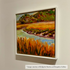 Impressionist marsh painting by Bridgette Martin in a white floater frame at Simpatico Gallery, Hanover.