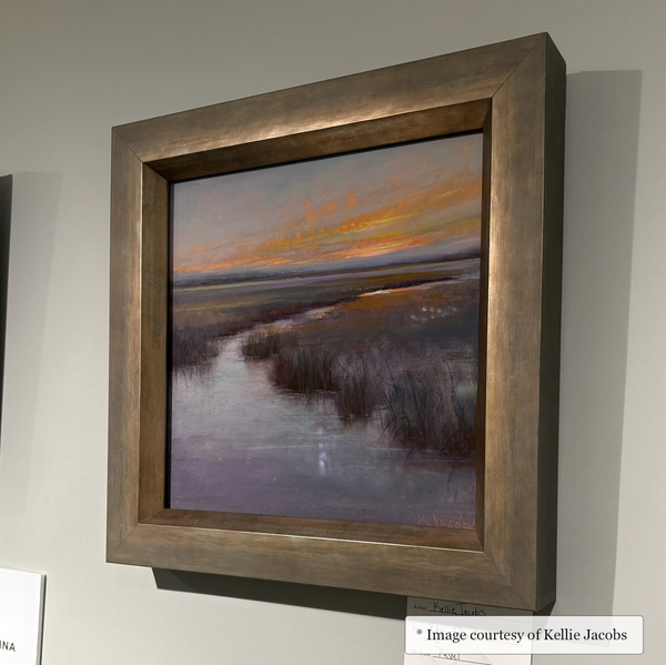 Drayton - Deep Contemporary Champagne Frame Impressionist painting of Marsh by Kellie Jacobs