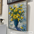Impressionist floral artwork by Frederick Payet, framed in a silver leaf floater frame from Frederic Payet Gallery.