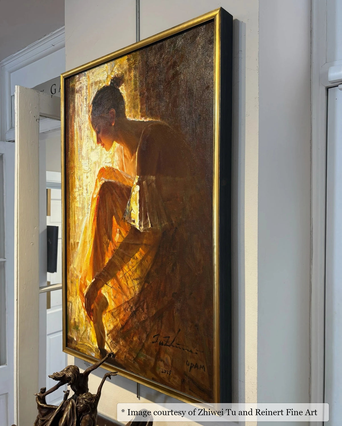 Gadsden Gold & Black frame on an Impressionist painting by Zhiwei Tu, at Reinert Fine Art