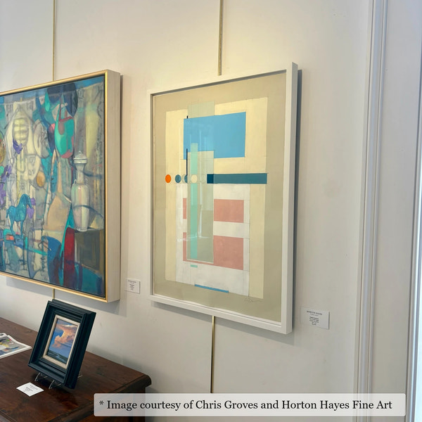 Gibson White frame on an Abstract painting by Chris Groves, at Horton Hayes Fine Art