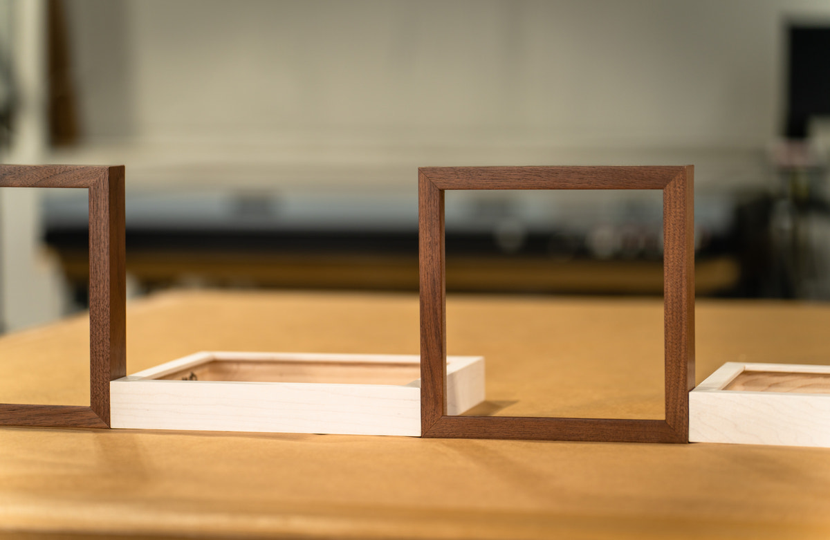 Hammond Walnut Stem frame, shown with Hammond White Maple