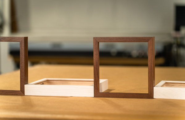 Hammond Walnut Stem frame, shown with Hammond White Maple