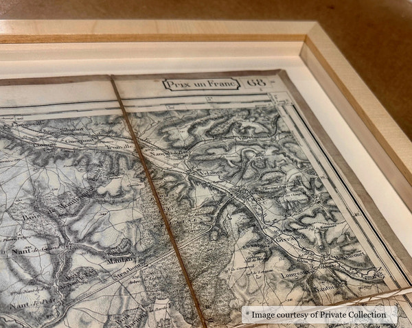 Hilliard Crossgrain Maple frame on an Antique Map painting by Private Collection