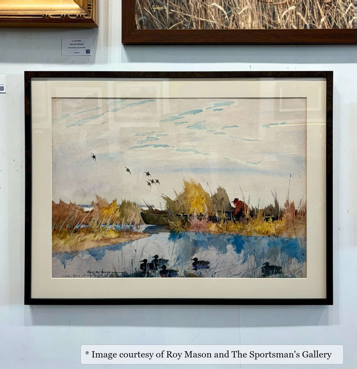 Hilliard Elm Burl frame on an Impressionist painting by Roy Mason, at The Sportsman's Gallery