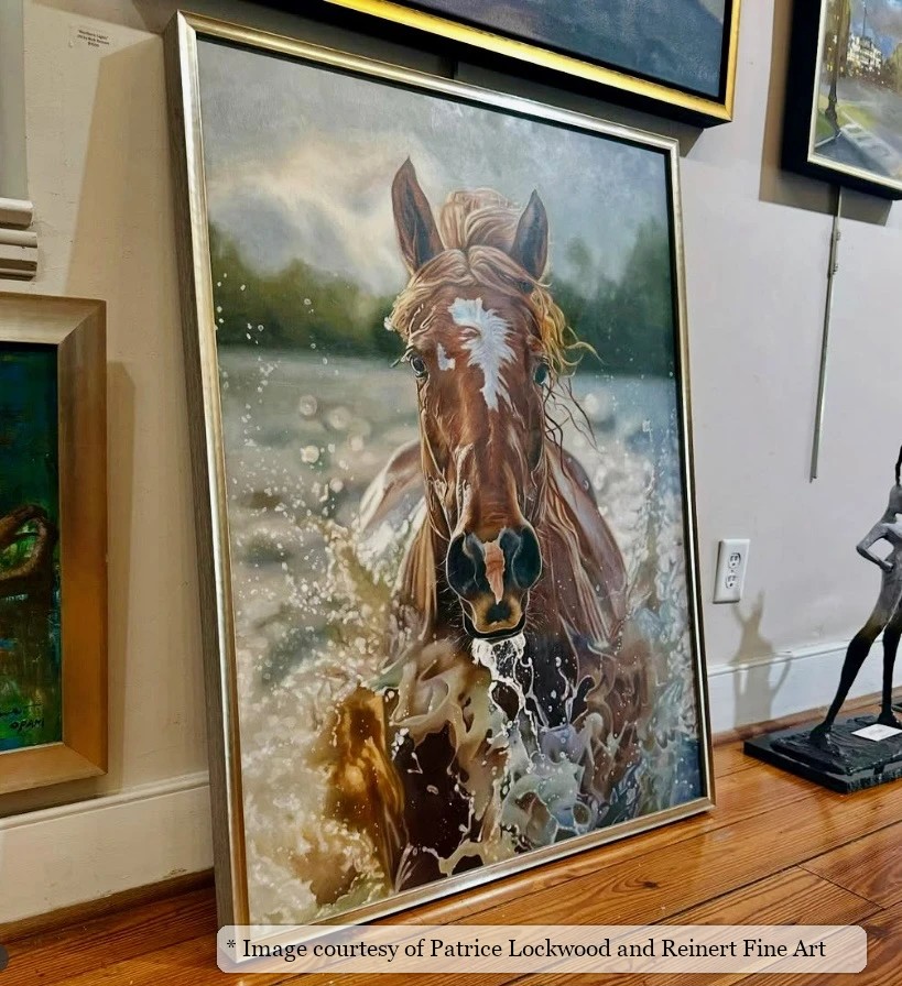 Gadsden Silver & Gray frame on a Realist painting by Patrice Lockwood, 40x30, at Reinert Fine Art
