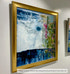 Abstract artwork by Kristi McCullough Kruft, 36 x 36, framed in a Kinston Gold & White Plein Air Frame, on display at Frederic Payet Fine Art