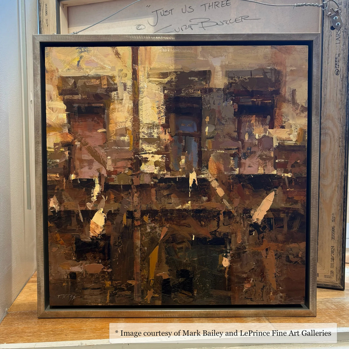 Impressionist interior scene artwork by Mark Bailey, framed in a Logan Italian Champagne floater frame, from LePrince Fine Art Galleries.