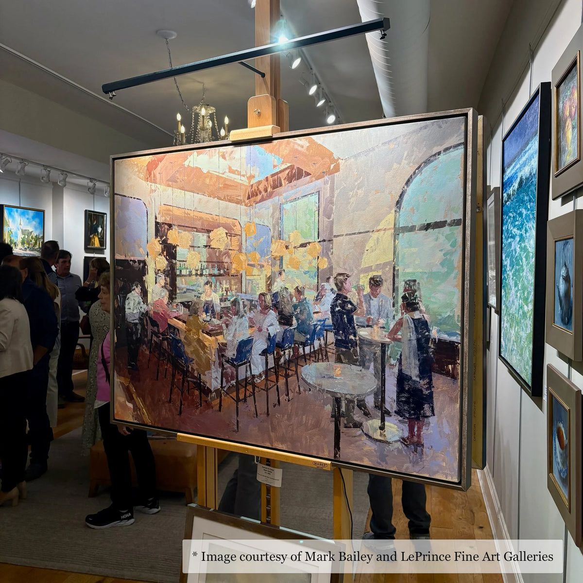 Impressionist interior scene artwork by Mark Bailey, framed in a Logan Italian Champagne Floater Frame, from LePrince Fine Art Galleries.
