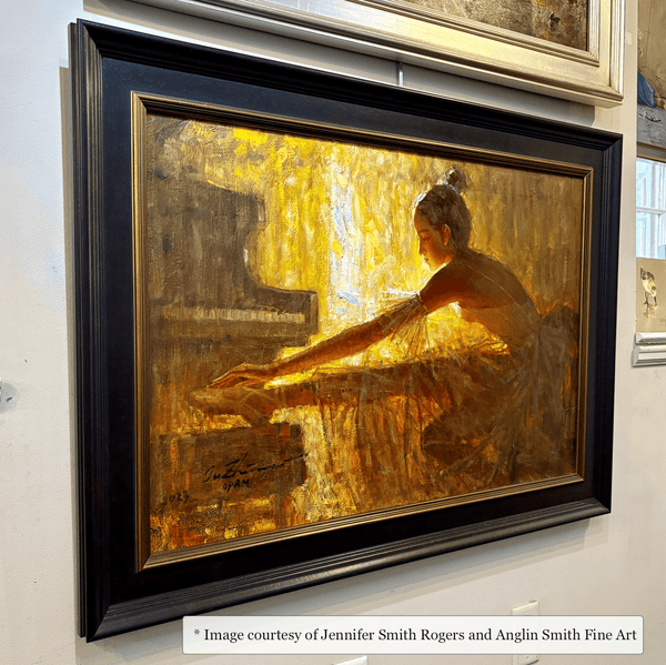 Meeting - Wide Black and Gold FramePicture Frame