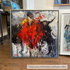 Impressionist figurative artwork by Michel Calvet, framed in a Cooper silver leaf floater frame. Displayed at Simpatico Gallery.