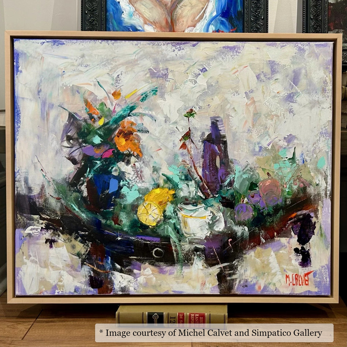 Newbury Maple frame on an Impressionist painting by Michel Calvet, at Simpatico Gallery