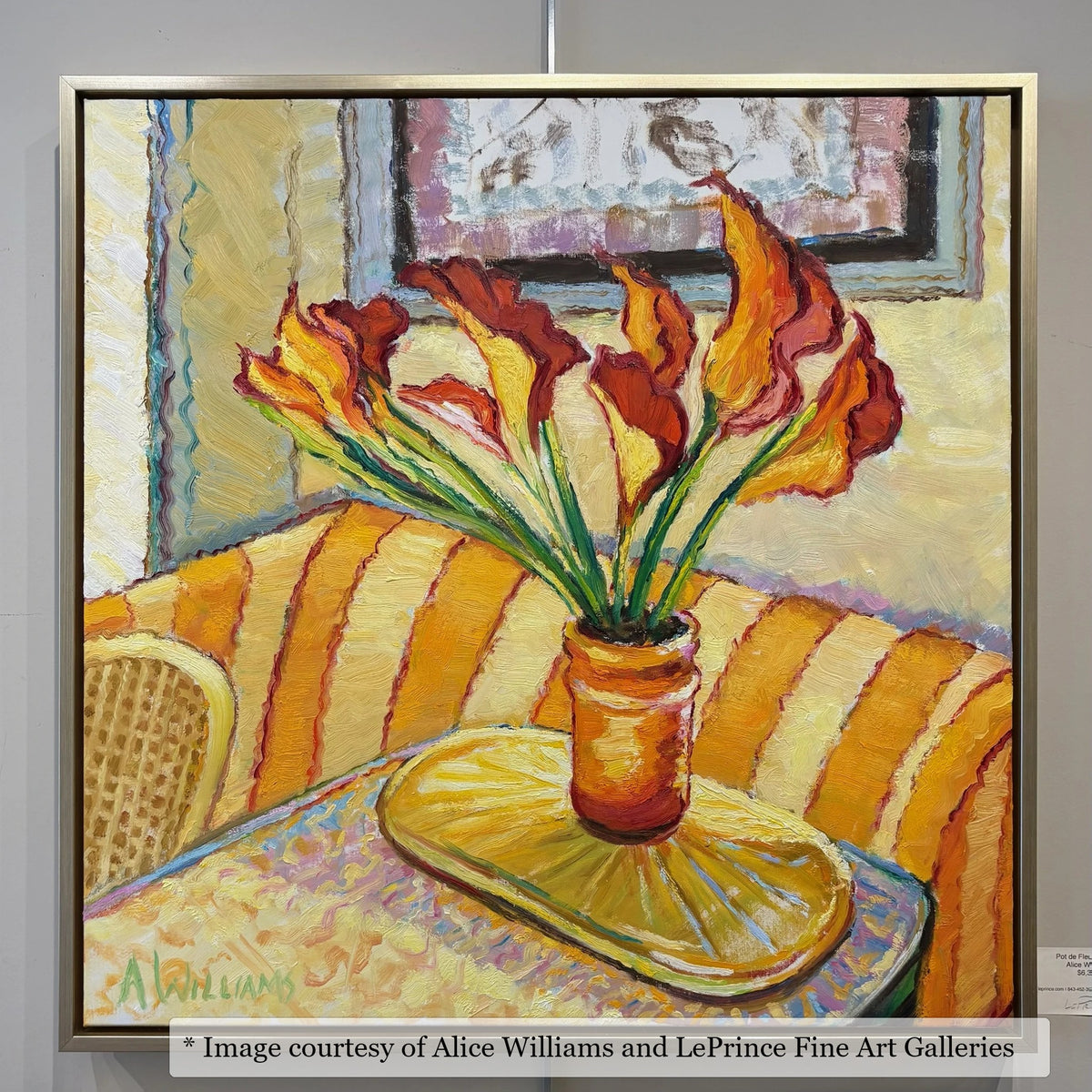 Pinckney Champagne frame on an Impressionist painting by Alice Williams, at LePrince Fine Art Galleries