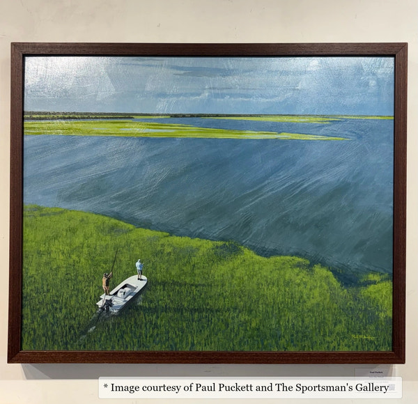 Radcliffe Walnut frame on an Impressionist painting by Paul Puckett, at The Sportsman's Gallery