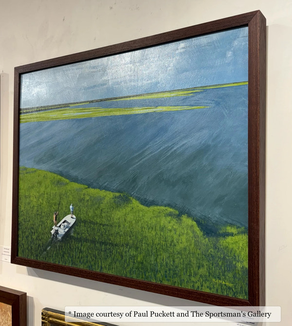 Radcliffe Walnut frame on an Impressionist painting by Paul Puckett, at The Sportsman's Gallery