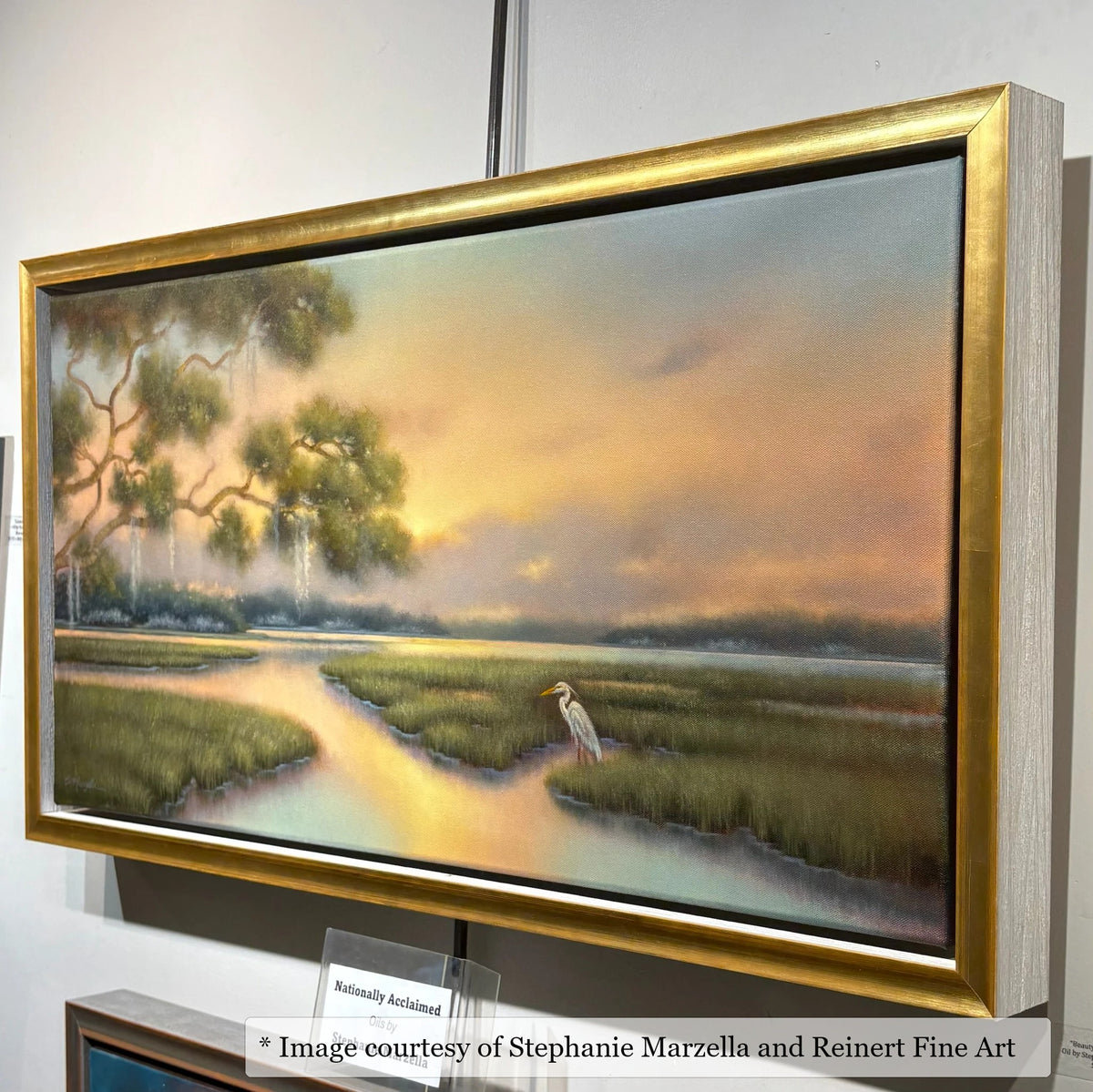 Reid Gold & White frame on a Contemporary painting by Stephanie Marzella, at Reinert Fine Art