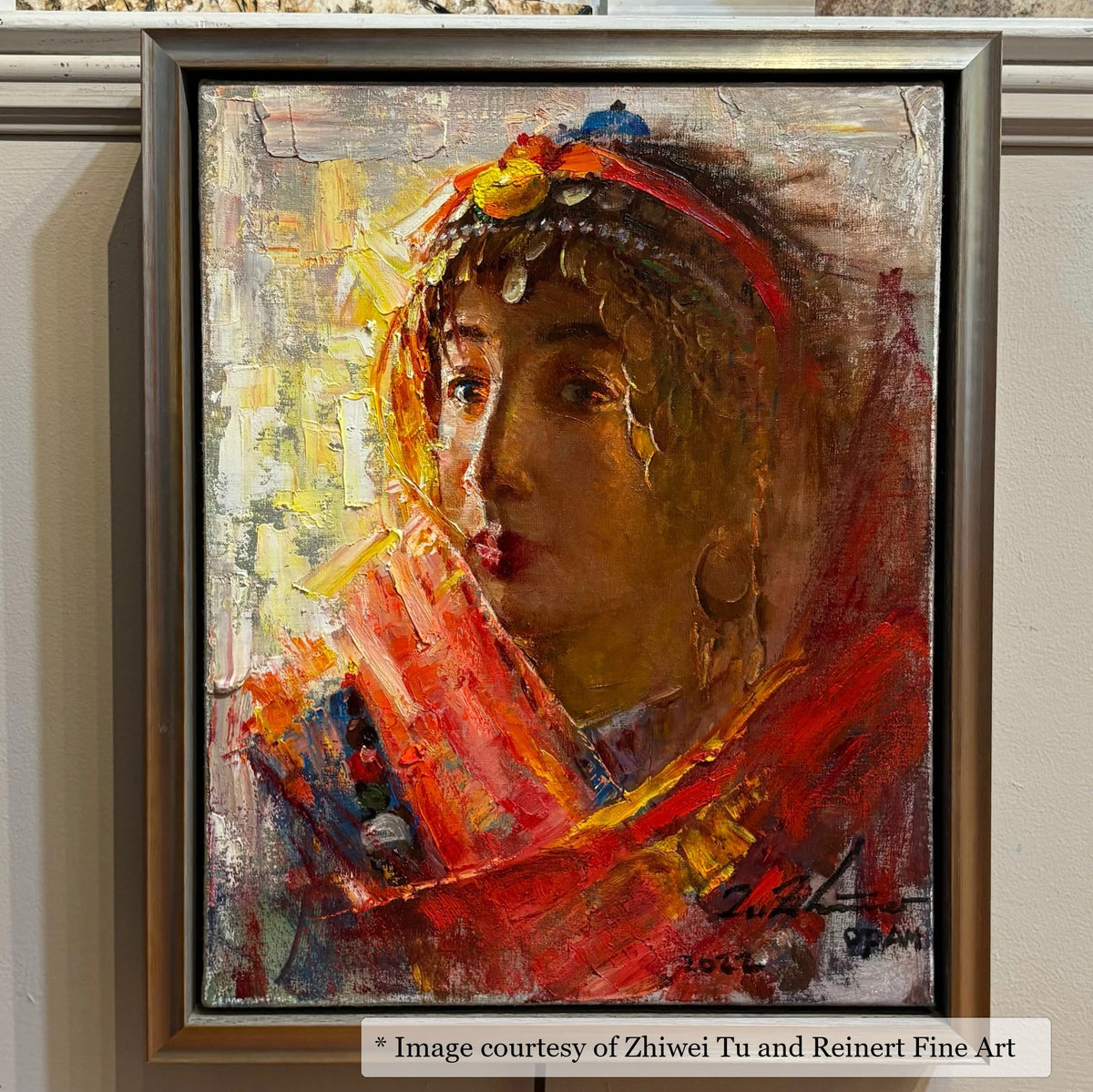 Reid Silver & Gray frame on an Impressionist painting by Zhiwei Tu, at Reinert Fine Art