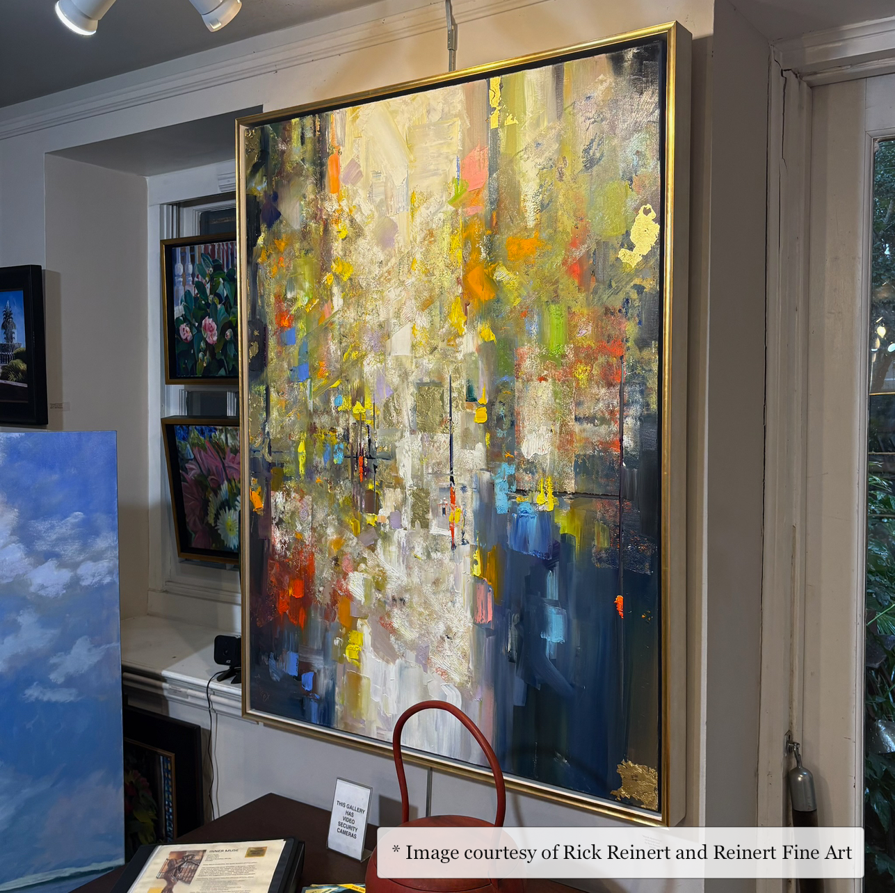 36x48 Rhett - Deep Gold & White Floater Frame Abstract by Rick Reinert on display at Reinert Fine Art