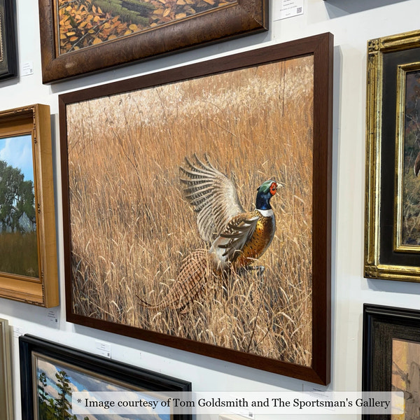 Riley Walnut frame on a Contemporary painting by Tom Goldsmith, at The Sportsman's Gallery