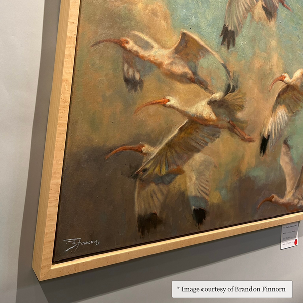 40x60 Romney - Birdseye Maple Floater Frame Contemporary painting of Bird by Brandon Finnorn