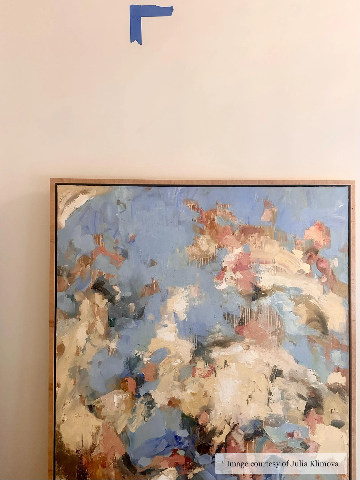 Abstract artwork by Julia Klimova, 40x60, framed in a Romney Birdseye Maple Floater Frame