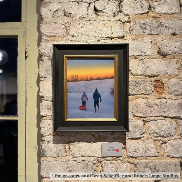 Plein Air Black and Gold Frame in Art Gallery next to window
