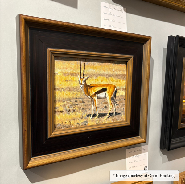 Vendue - Wide Black Gold Frame Realist painting of Wildlife by Grant Hacking